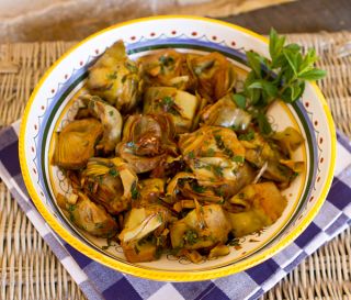 Artichokes With Mint, Garlic, And Parsley recipe